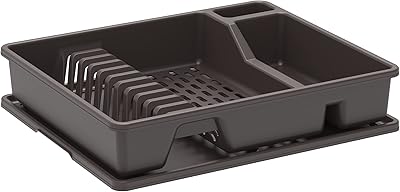 Égouttoir à vaisselle de luxe en plastique cosmoplast avec passoire, marron foncé, modèle