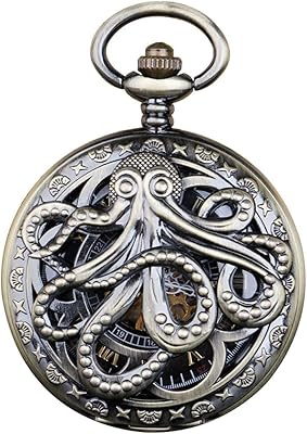 Montre de poche mécanique vintage steampunk à remontage manuel avec chaîne et boîte