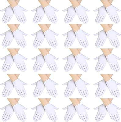 20 paires de gants de costume blancs pour enfants, gants de robe