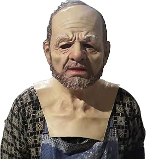 Masque de vieil homme réaliste, masque drôle, masque effrayant de grand-père en latex