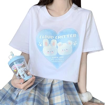 Vêtements kawaii t-shirt gothique pastel mode col rond doux mignon dessin