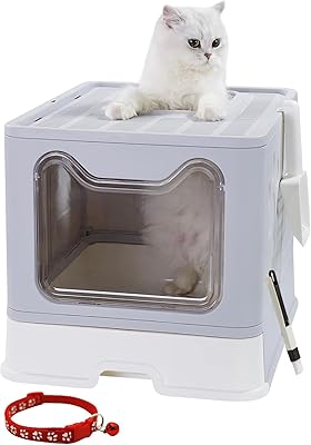 Bac à litière pliable pour chat 2023 avec couvercle cadeau, brosse et collier