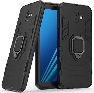 Coque compatible avec galaxy j6+ (2018) anneau de support en métal dur résistant