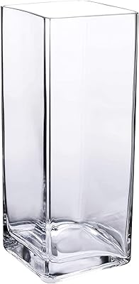 Vases en verre hauts et carrés, lot de 2 pour la décoration