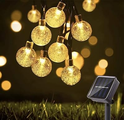 Guirlande lumineuse boule de cristal à énergie solaire de 10m, étanche, 50 lumières