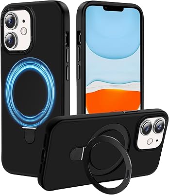 Coque ooshuang pour iphone 11 avec support magnétique invisible coque fine en silicone