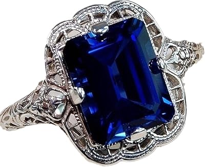 Bague en cristal antique avec cristal bleu en acier inoxydable