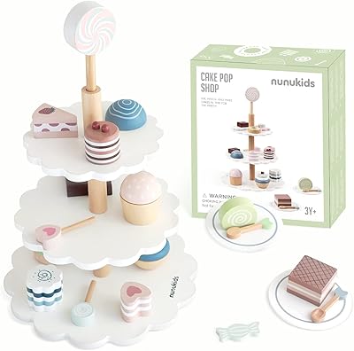Ensemble de thé en bois nonokid pour petites filles, fausse nourriture pour enfants