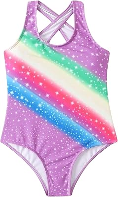 Maillot de bain croisé à imprimé floral arc-en-ciel pour filles mignonnes, maillot
