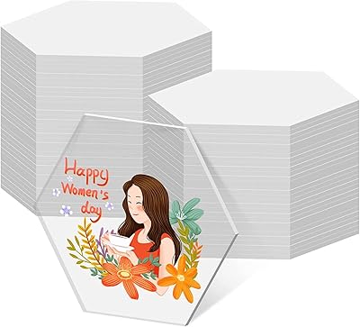 50 feuilles acryliques hexagonales transparentes, disque acrylique rond de 4" pour la fabrication