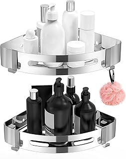 2 pièces support de douche d'angle sans perçage, étagères de salle de bain