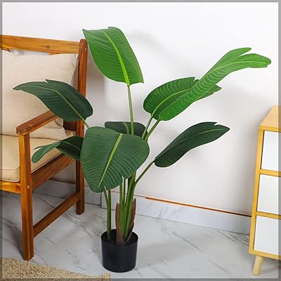 Bananier artificiel semi-naturel yatai, plante d'intérieur oiseau du paradis de 90 cm