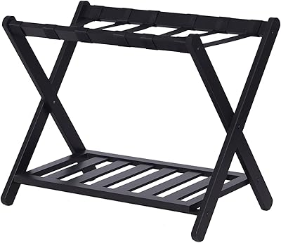 Porte-bagages hh daxon avec étagère pliable pour chambre d'amis à coucher