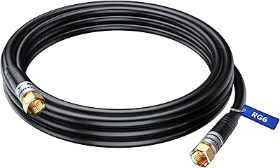 Câble coaxial rg6, cordon coaxial de 15 pieds (noir), cordon triple blindage cl3
