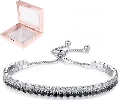 Bracelet de tennis en argent sterling pour femme, bracelet en cristal coulissant réglable, bracelet infini pour femme, bracelet en cristal, cadeau pour maman, argent. Votre satisfaction, notre priorité chez Diaytar