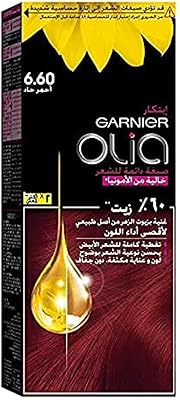 Teinture capillaire permanente sans ammoniaque garnier olia, 60 % d'huiles, 6,6, rouge intense