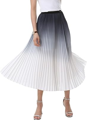 Jupe plissée trapèze fluide blanche mi-longue d'été pour femme