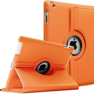 Étui detuosi pour ipad 2 3 4 étui de protection en cuir rotatif à 360 degrés avec fonction support pour tablette ipad2, ipad3, ipad4 - orange. Diaytar : Votre allié pouvoir d'achat au quotidien