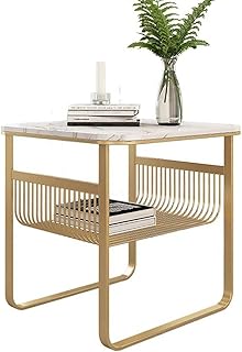 Table d'appoint moderne avec cadre en métal, table d'appoint à 2 niveaux à