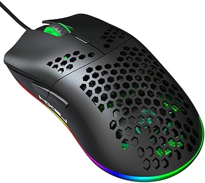 Souris de jeu filaire hsj j900 au design ergonomique, câble usb, éclairage rvb