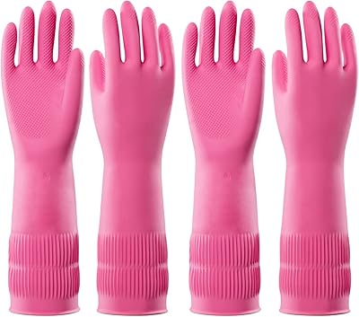 Gants de nettoyage en caoutchouc, 2 paires de gants en caoutchouc imperméables réutilisables