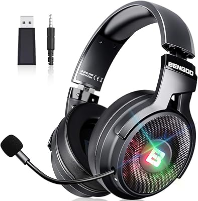 Casque de jeu sans fil pingwu 2.4g avec micro pour ps4, ps5, pc