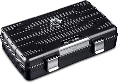 Porte-étui à cigares de voyage double couche cigarlounge pour 10 cigares avec hygromètre