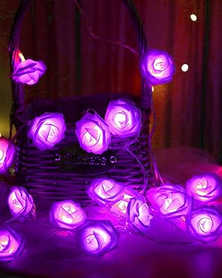 Guirlande lumineuse led violette de 14 pieds lumières florales romantiques pour chambre