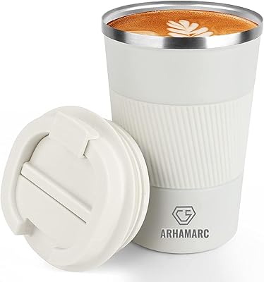 Tasse de voyage arhamarc 14oz 380ml - tasse de voyage à café isolée sous vide anti-déversement avec couvercle anti-fuite - gobelets réutilisables à double paroi pour garder le café chaud/glacé, le thé et la bière (blanc) ??. Diaytar : Des promotions exceptionnelles toute l'année pour tous les Sénégalais
