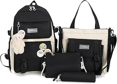 Ensemble de 4 sacs à dos avec épingle kawaii et accessoires, sac à