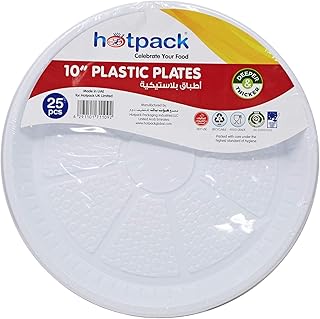 Ensemble d'assiettes de service rondes jetables en plastique, 10 pouces, 25 pièces