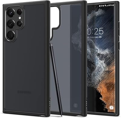 Coque spigen ultra hybrid conçue pour samsung galaxy s22 ultra (2022) - black