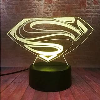 Veilleuse led 3d avec logo superman legends hero, lumière rvb, 7 couleurs changeantes
