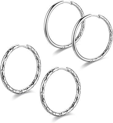 Boucles d'oreilles créoles en argent sterling plaqué or blanc 18 carats, bijoux légers