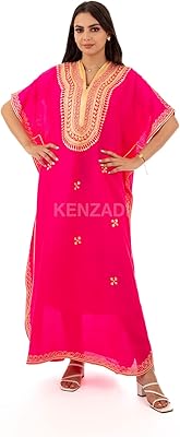 Caftan marocain fait main en coton avec broderie à la main fabriqué au