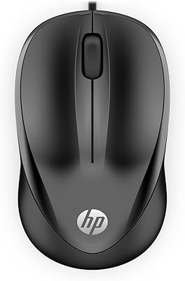 Souris filaire hp 1000, molette de défilement intégrée, cordon de 1,5 m, noir