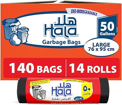 Sacs poubelles biodégradables hala très épais, capacité de 50 gallons, 14 rouleaux