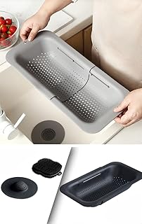 Passoire pliable easy life 2 pièces avec crépine d'évier et brosse à récurer les aliments. Diaytar : Acheter moins cher n'a jamais été aussi facile