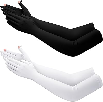 2 paires de gants de soleil longs pour femmes, protection uv, gants