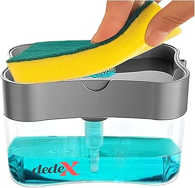 Distributeur de savon éponge dedex avec support pour évier de lave-vaisselle avec réservoir