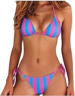 Ensemble bikini rembourré sexy deux pièces à rayures pour femme avec soutien-gorge monokini
