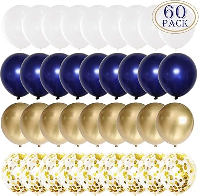 60 pièces jojo fly 12 pouces ballons bleu marine et or, ballons