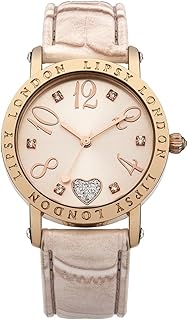 Montre london pour femme avec cadran or rose et bracelet poudré boîtier