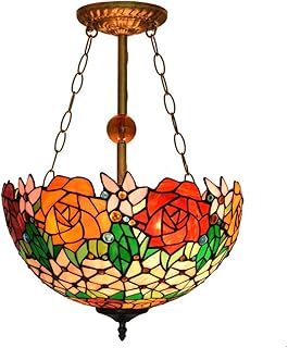Lustre inversé de style tiffany, lampe suspendue au plafond en forme de rose