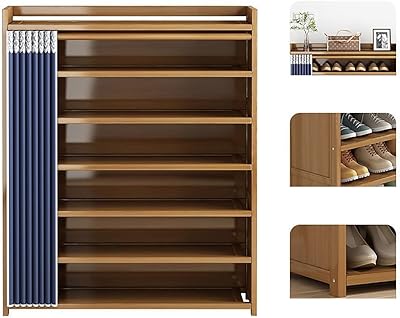 Étagère à chaussures en bois armoire avec couvercle anti-poussière organisateur de fermé