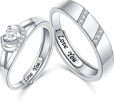 Ensemble de bagues de couple assorties, yearace en argent sterling 925, bagues