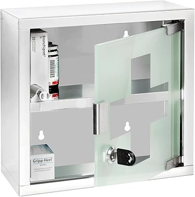 Armoire à pharmacie verrouillable winco en acier inoxydable, argent brillant, 12 x 25