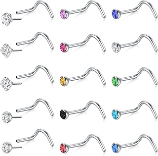12-18 pièces 20g clous de nez piercing nez anneau de nez en acier chirurgical nez narine cz incrusté bijoux de perçage pour femmes hommes. Diaytar : Quand qualité rime avec économie
