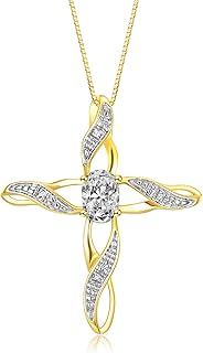 Collier avec pierres de couleur croisée, topaze blanche et pendentif diamant - pierre