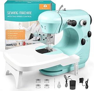 Mini machine à coudre aska avec table d'extension, guide du débutant, 2 ensembles